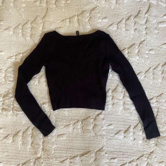 Divided Black Ribbed Knit Top - Picture 2 of 5